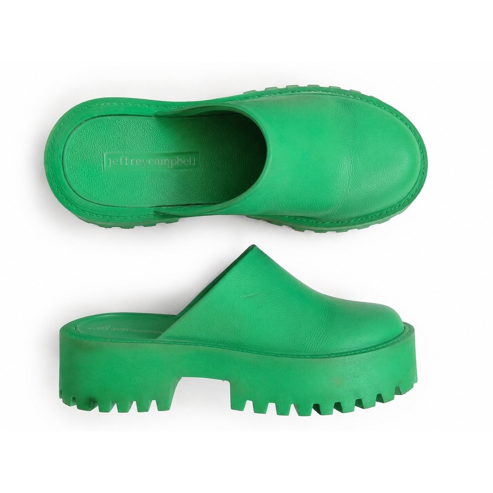Jeffrey Campbell Kelly Green Platform Mules/Clogs Lug Sole Y2K Womens 8 EU 39